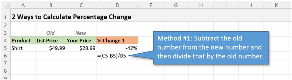 2 Ways To Calculate Percentage Change In Excel Excel Campus