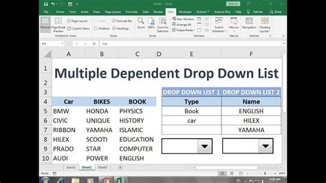 381 How To Create Multiple Dependent Drop Down List In Excel Youtube