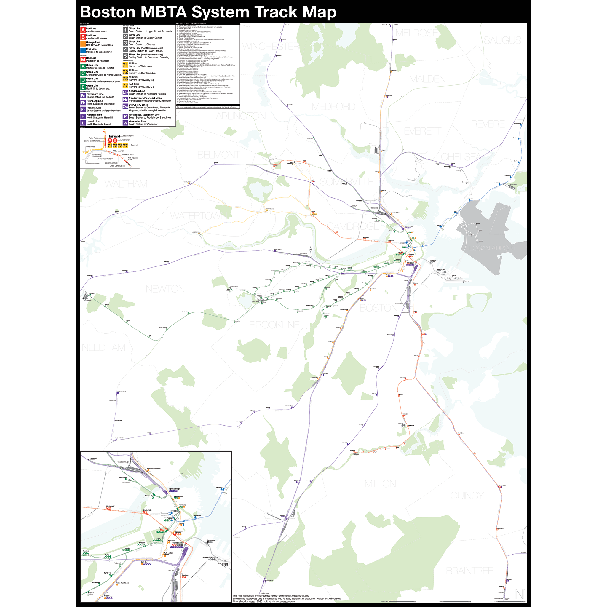 Boston Mbta System Track Map A Complete And Geographically Accurate