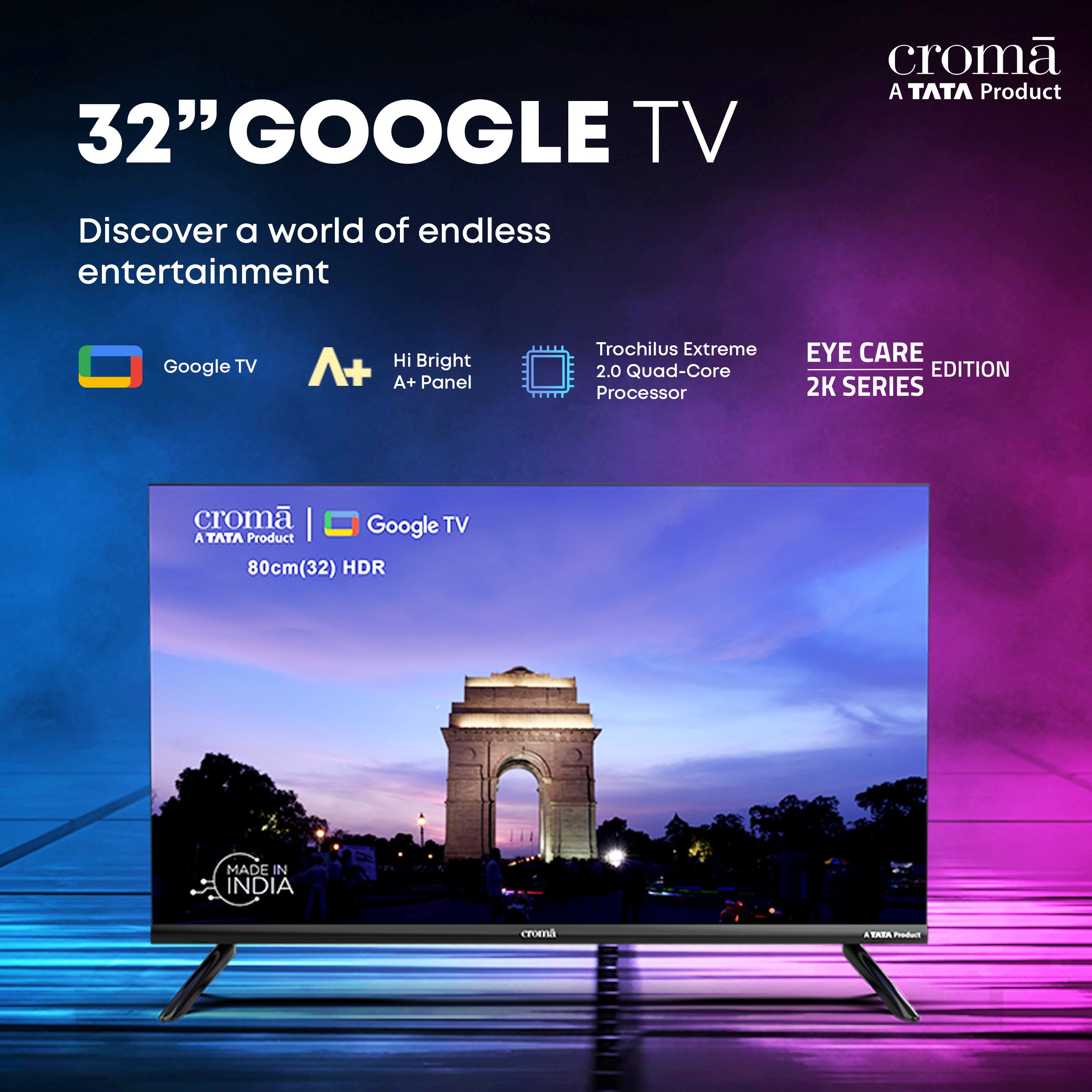 Buy Croma 80 Cm 32 Inch Hd Ready Led Smart Android Tv With Google