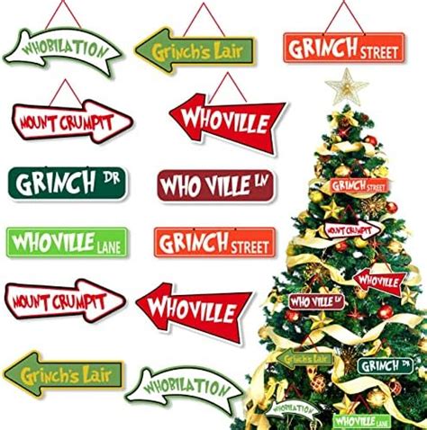 Christmas Tree Decorations 16Pcs Grinch Christmas Ornament Paper Cards