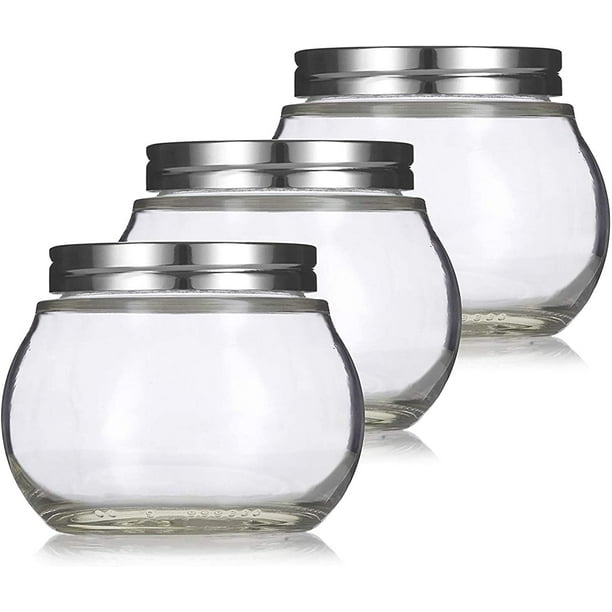 Clear 8 Oz 220 Ml Round Glass Jar With Silver Metal Lid Walmart Com Walmart Com