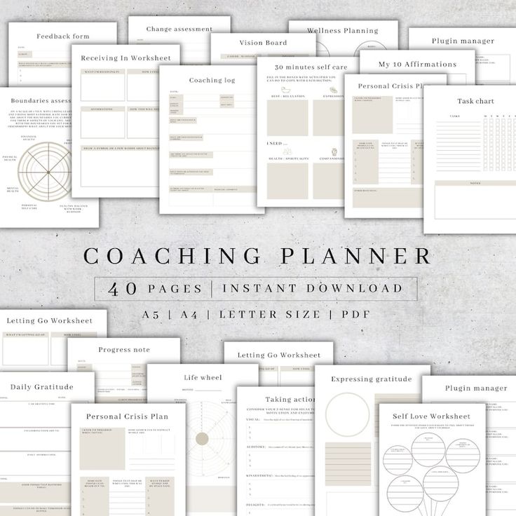 Coaching Planner Printable Digital Life Coach Journal Pages Etsy