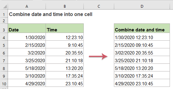 Combine Date And Time Into One Cell In Excel