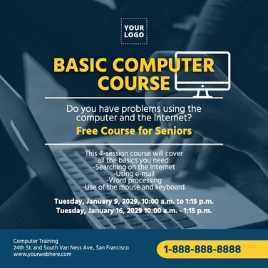 Computer Classes Online Learning School Computer Class School Posters Text Logo Design