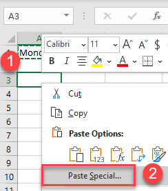 Copy Horizontal Data And Paste Vertically In Excel Or Vice Versa