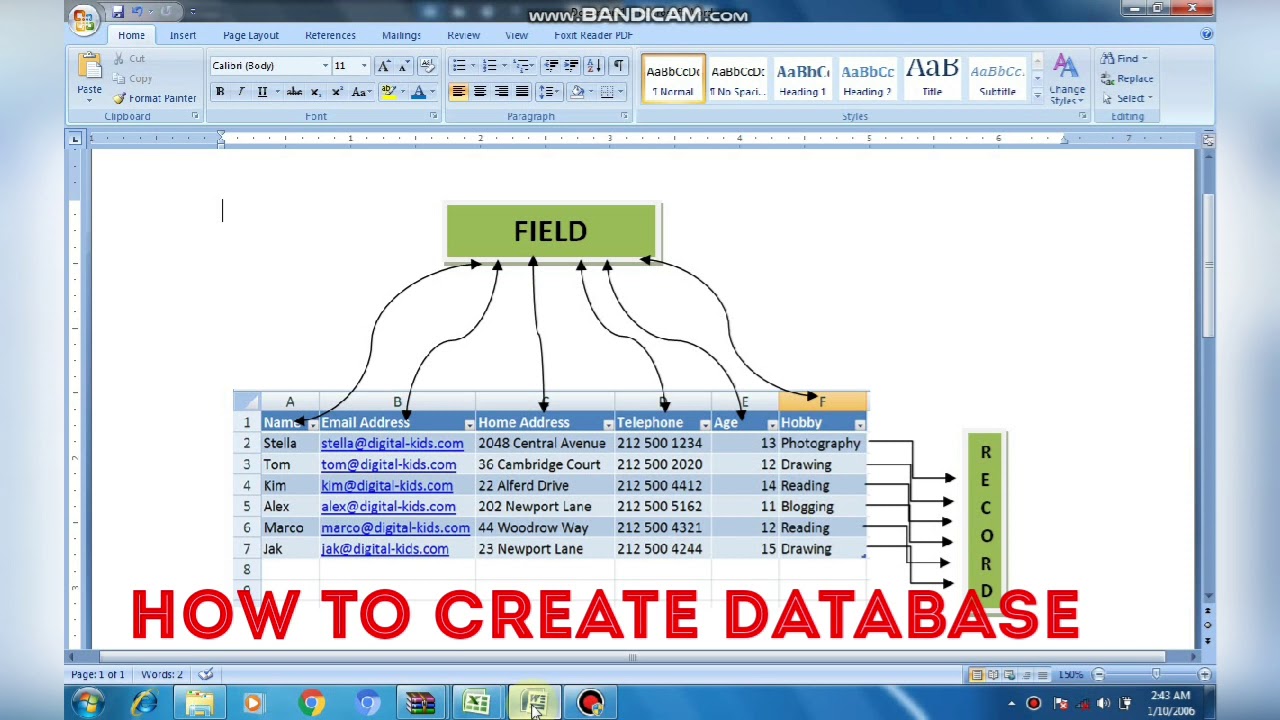 Creating A Database In Excel Excel Is A Database Youtube