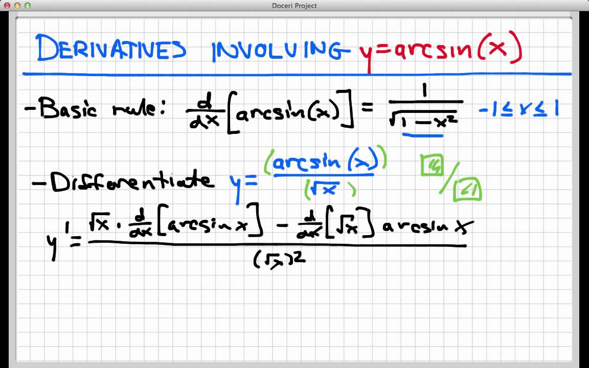 Derivative Of Arcsin Tanx Youtube