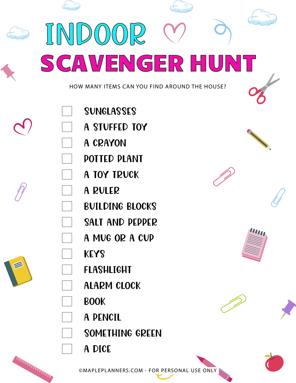 Download Your Free Indoor Scavenger Hunt For Kids