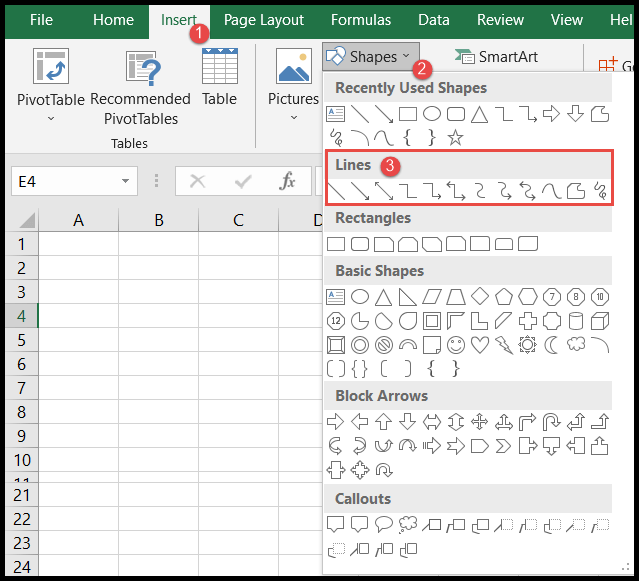 Drawing A Line In Excel How To Draw Line In Excel With Examples Hot Sex Picture