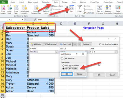 Easily Changing Column Sort Order E G Firstname Column Then Surname Column Online Excel