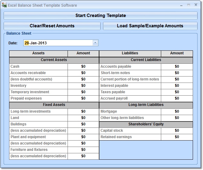 Excel Balance Sheet Template Software