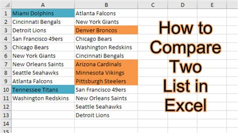 Excel Compare Lists For Differences