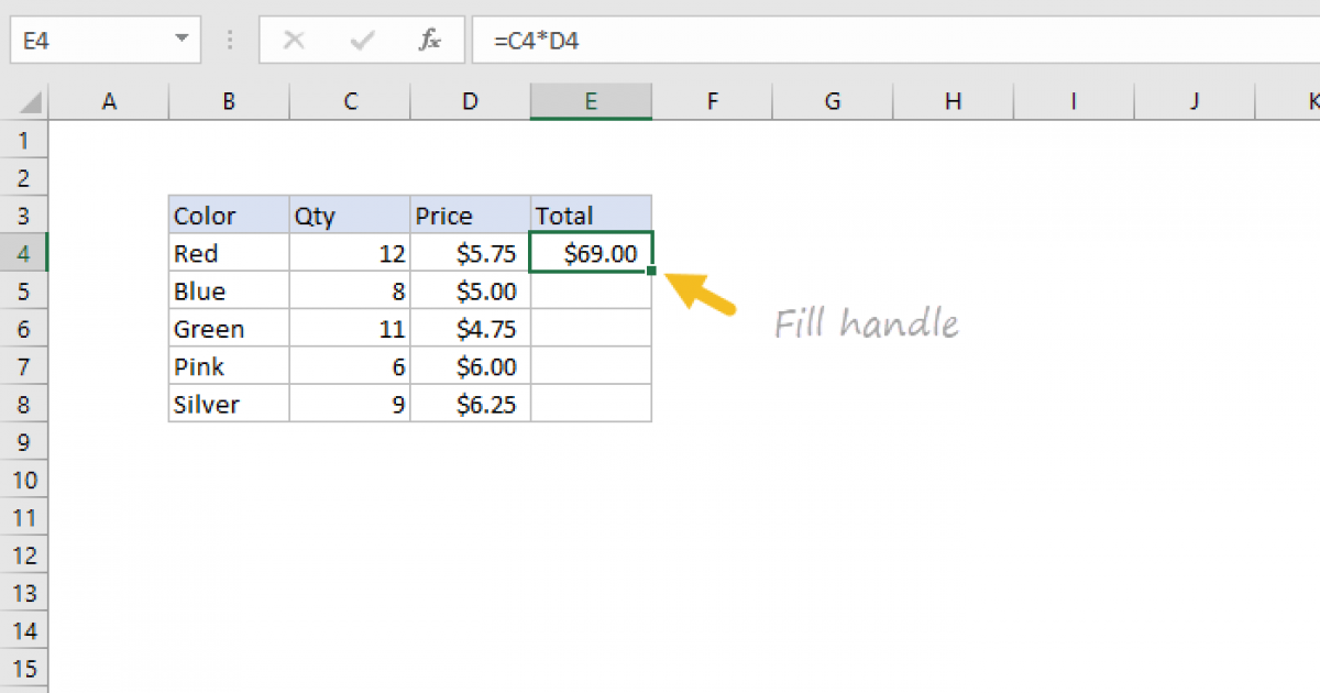 Excel Fill Handle W3schools