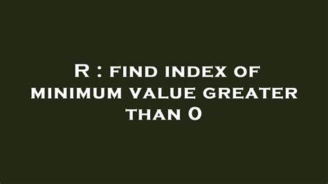 Excel Find Index Of Minimum Value Catalog Library