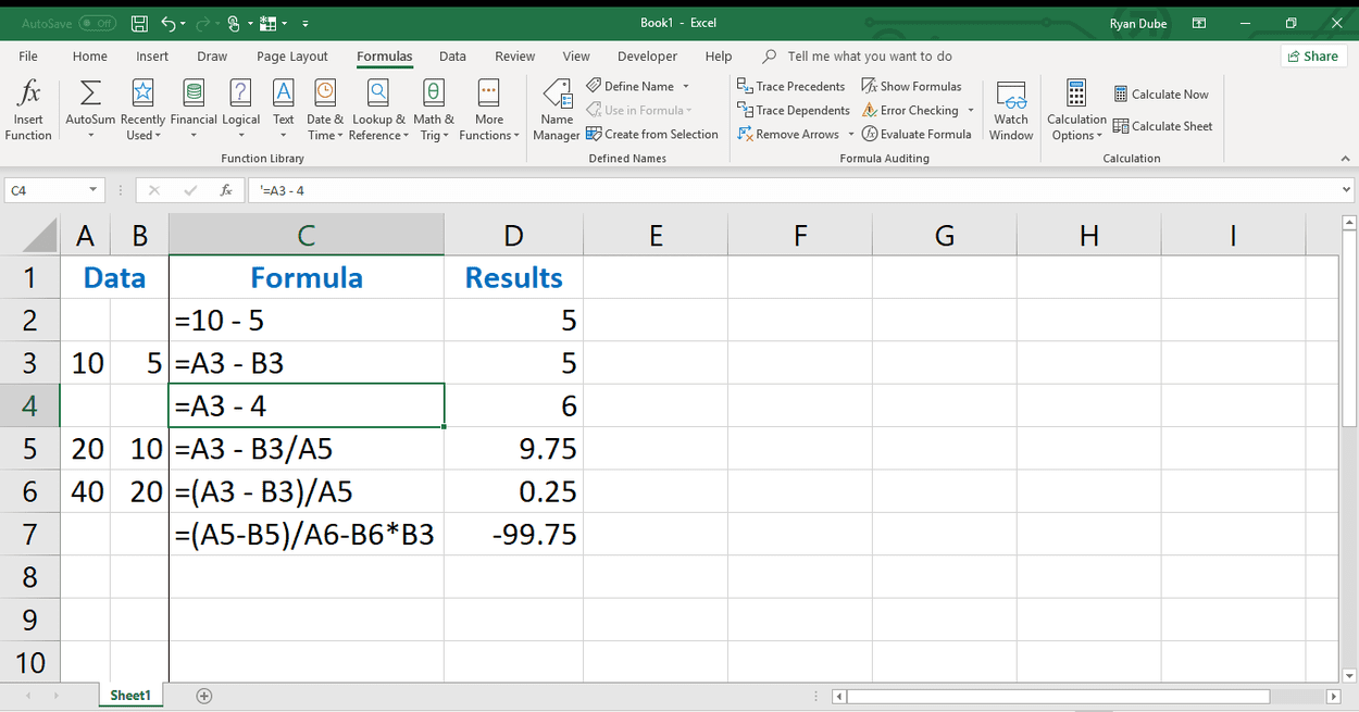 Excel Formula For Subtracting Cells Neloorama