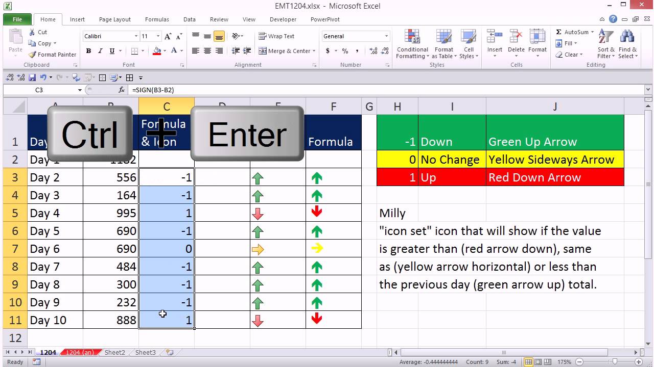 Excel Magic Trick 1204 Conditional Formatting For Day S Change Up