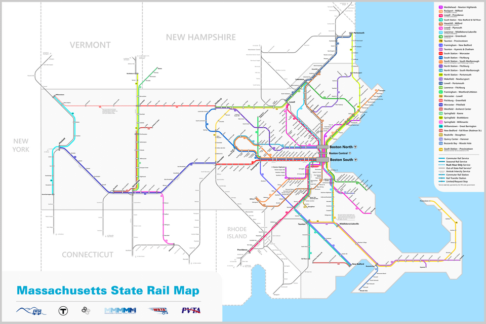 Fictional Massachusetts State Rail Map R Boston