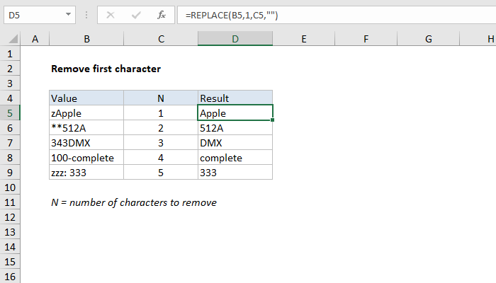 Formula To Remove First Character In Excel