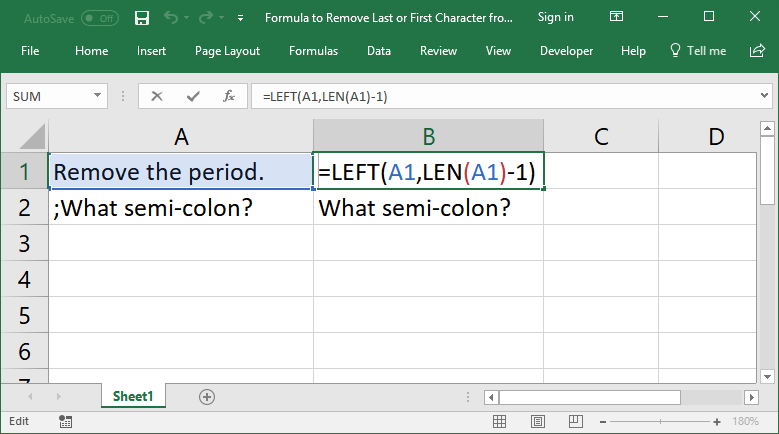 Formulas To Remove First Or Last Character From A Cell In Excel