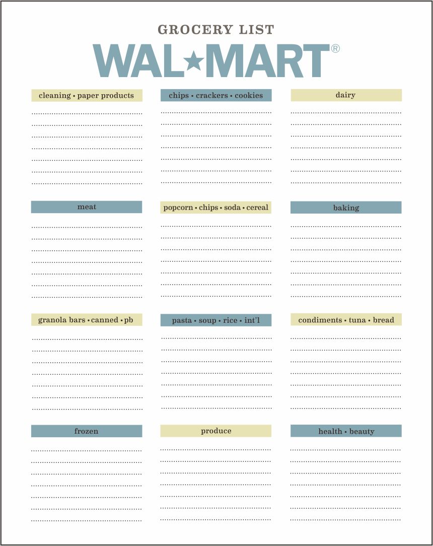 Free Printable Walmart Shopping List Printable Templates