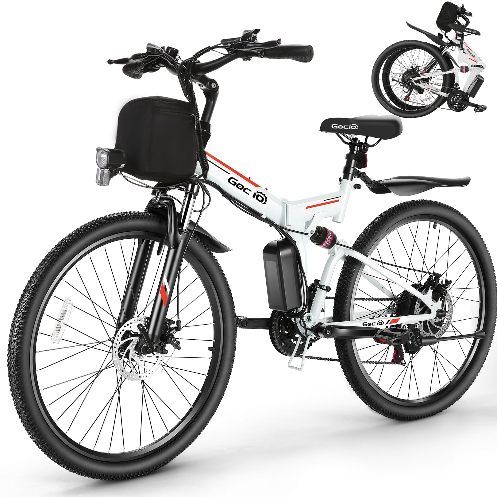 Gocio 26 In Folding Mountain Electric Bike For Adults 500W Motor Max