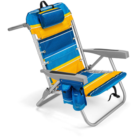 Homevative Folding Backpack Beach Chair With 5 Positions Towel Bar