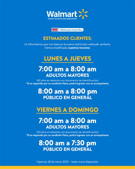 Horario Especial Para Compras En Walmart Costa Rica 28 Marzo