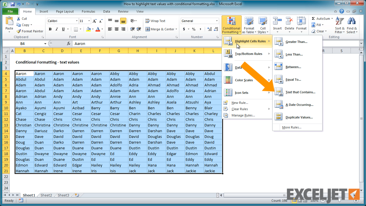 How Do I Format An Excel Spreadsheet In Excel Tutorial How To Highlight Text Values With