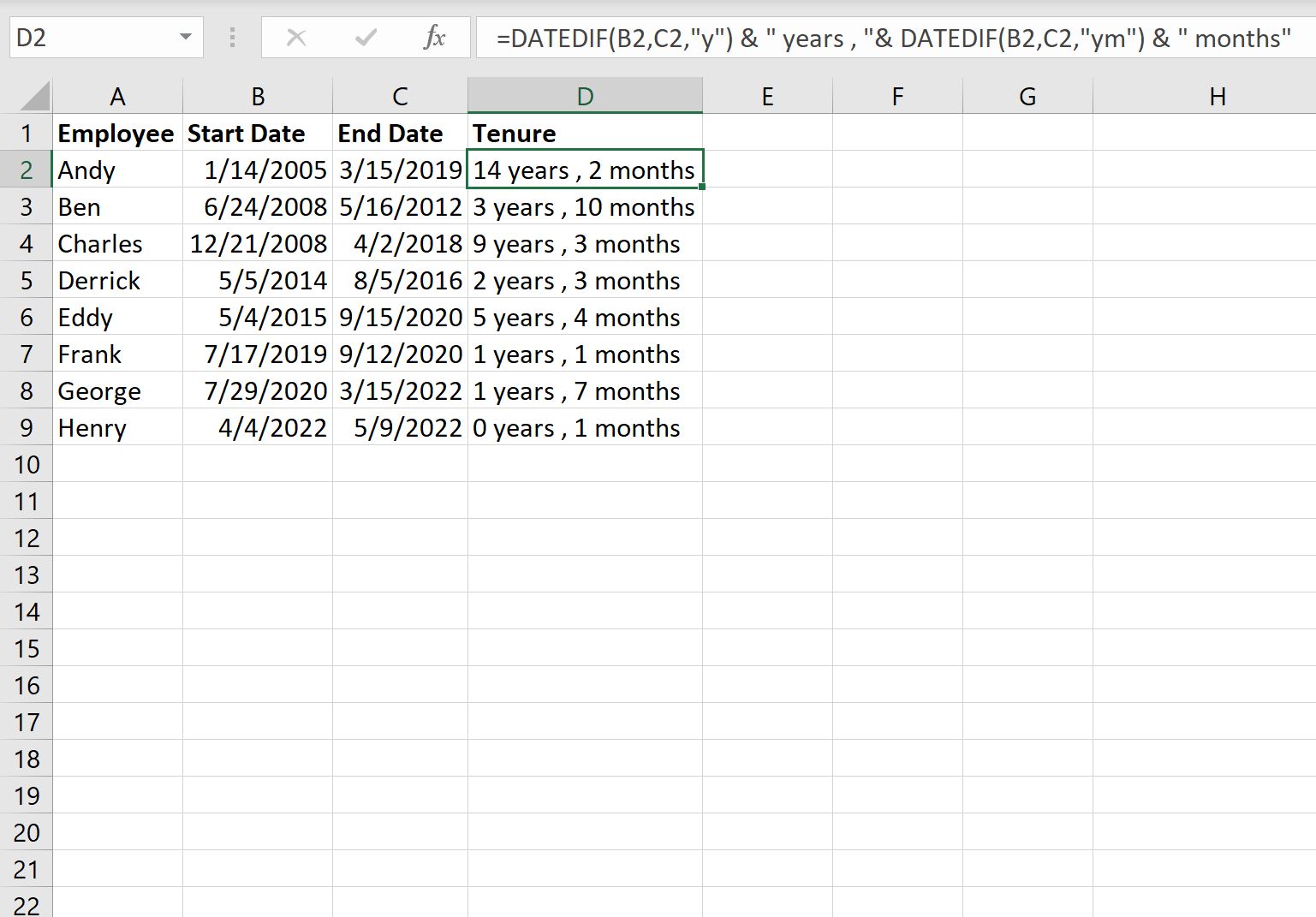 How To Calculate Tenure In Excel - Eduzz