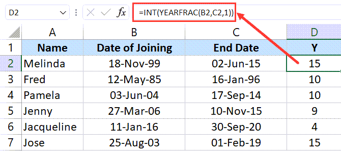 How To Calculate Years Of Service In Excel 4 Easy Ways