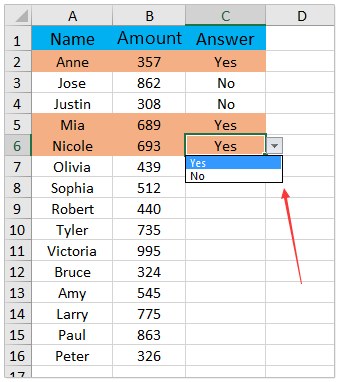 How To Create Yes Or No Drop Down List With Color In Excel