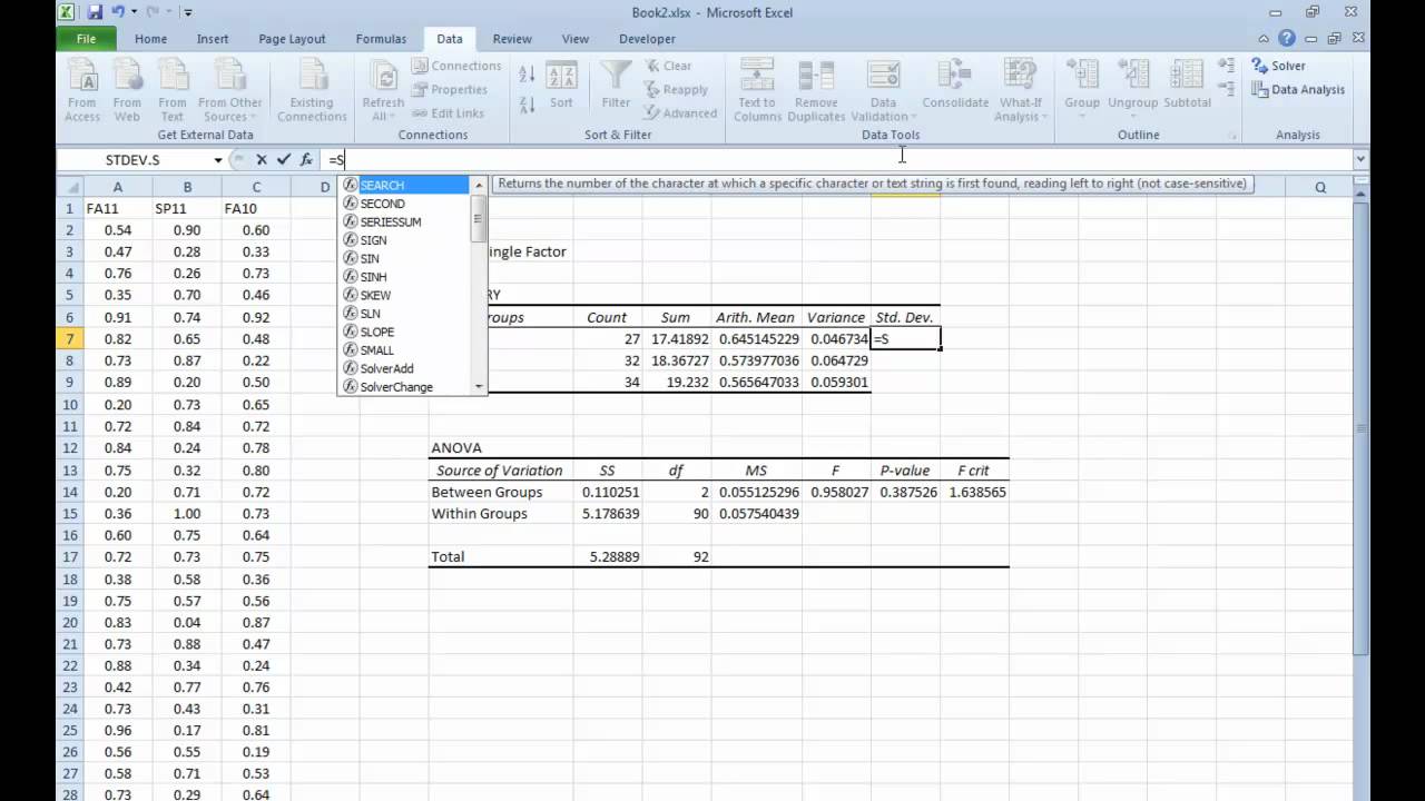 How To Do An Anova In Excel 2010 Drawbap