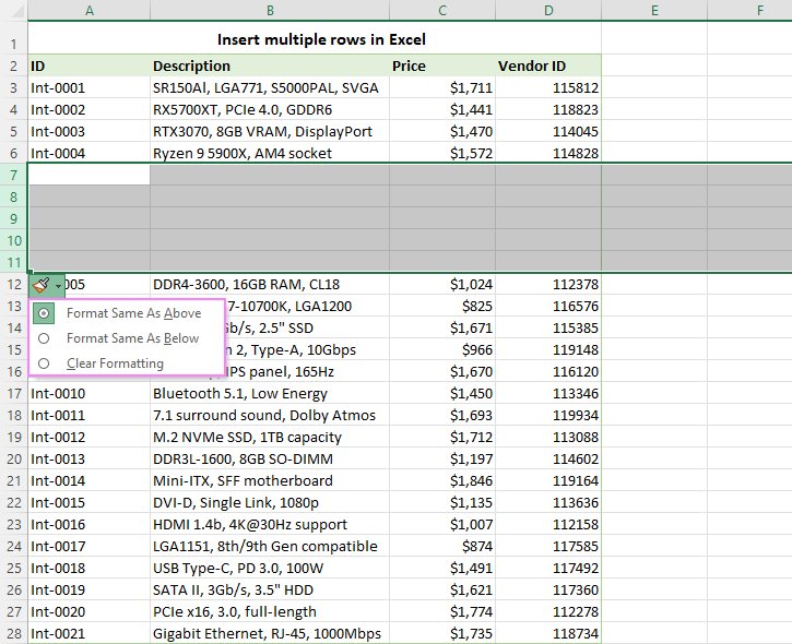 How To Insert Multiple Rows In Excel With Shortcut And Other Ways