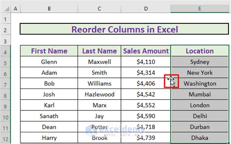 How To Reorder Columns In Excel 4 Easy Methods Exceldemy