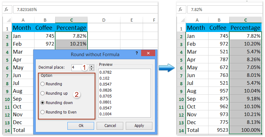 How To Round Percentage Values To Two Decimal Places In Excel