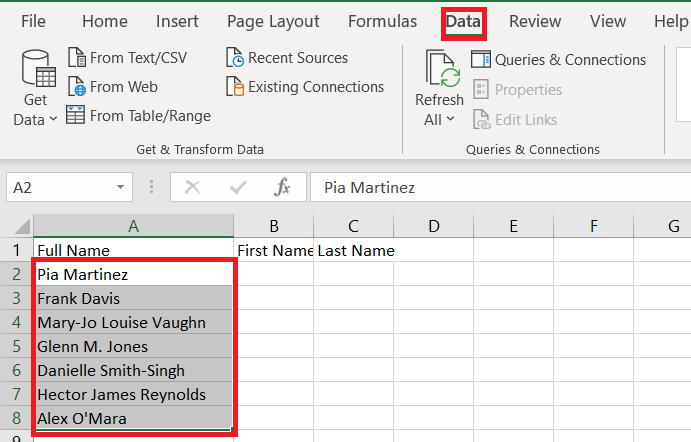 How To Separate First And Last Name In Excel Easy Methods For