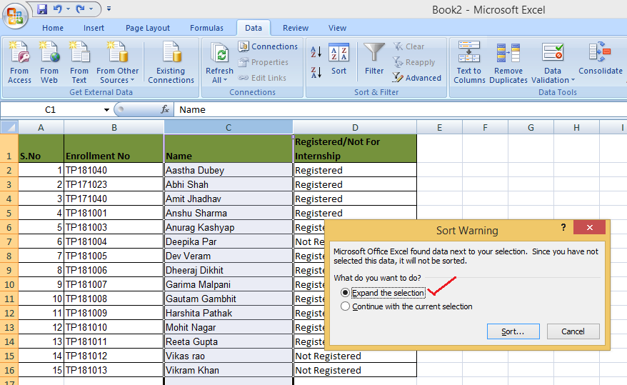 How To Sort Data In Ms Excel Geeksforgeeks