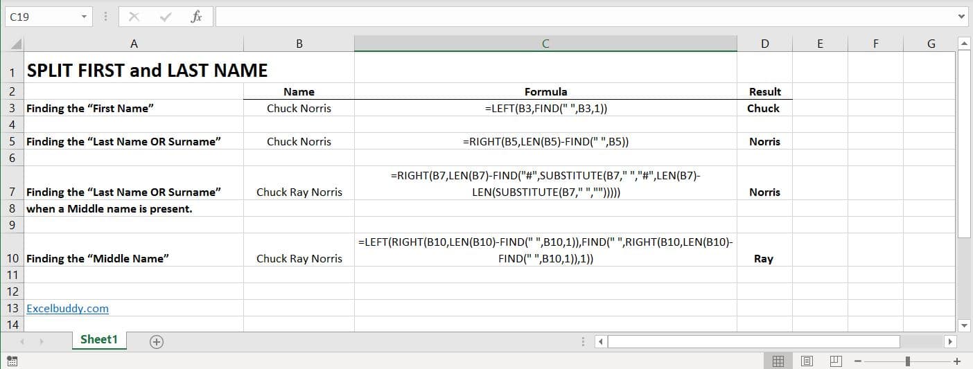 How To Split First And Last Names In Excel Excelbuddy Com