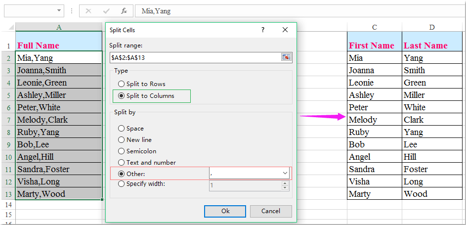 How To Split Full Names To First Middle And Last Names By Comma