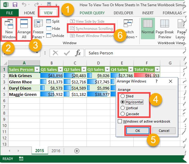 How To View Two Or More Sheets In The Same Workbook Simultaneously