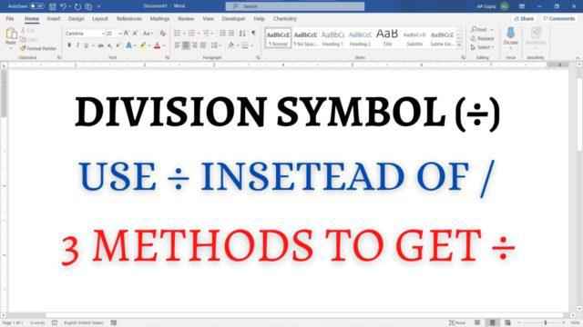 How To Write Division Sign In Word How To Type Divide Symbol In