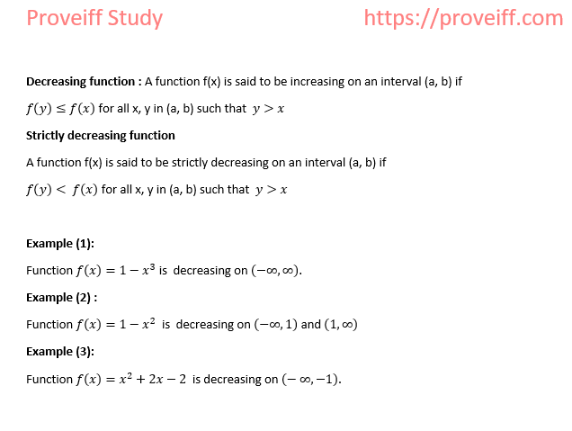 Increasing And Decreasing Functions Definition Rules Examples