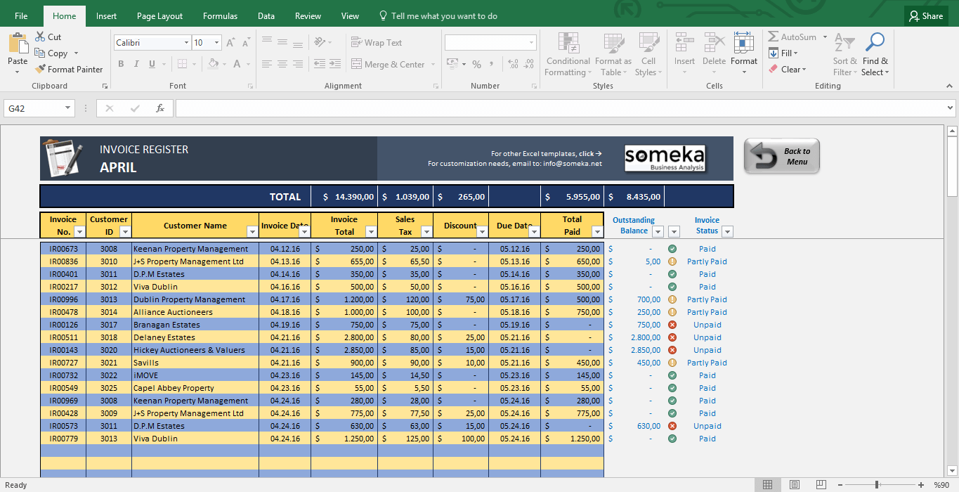 Invoice Tracker Excel