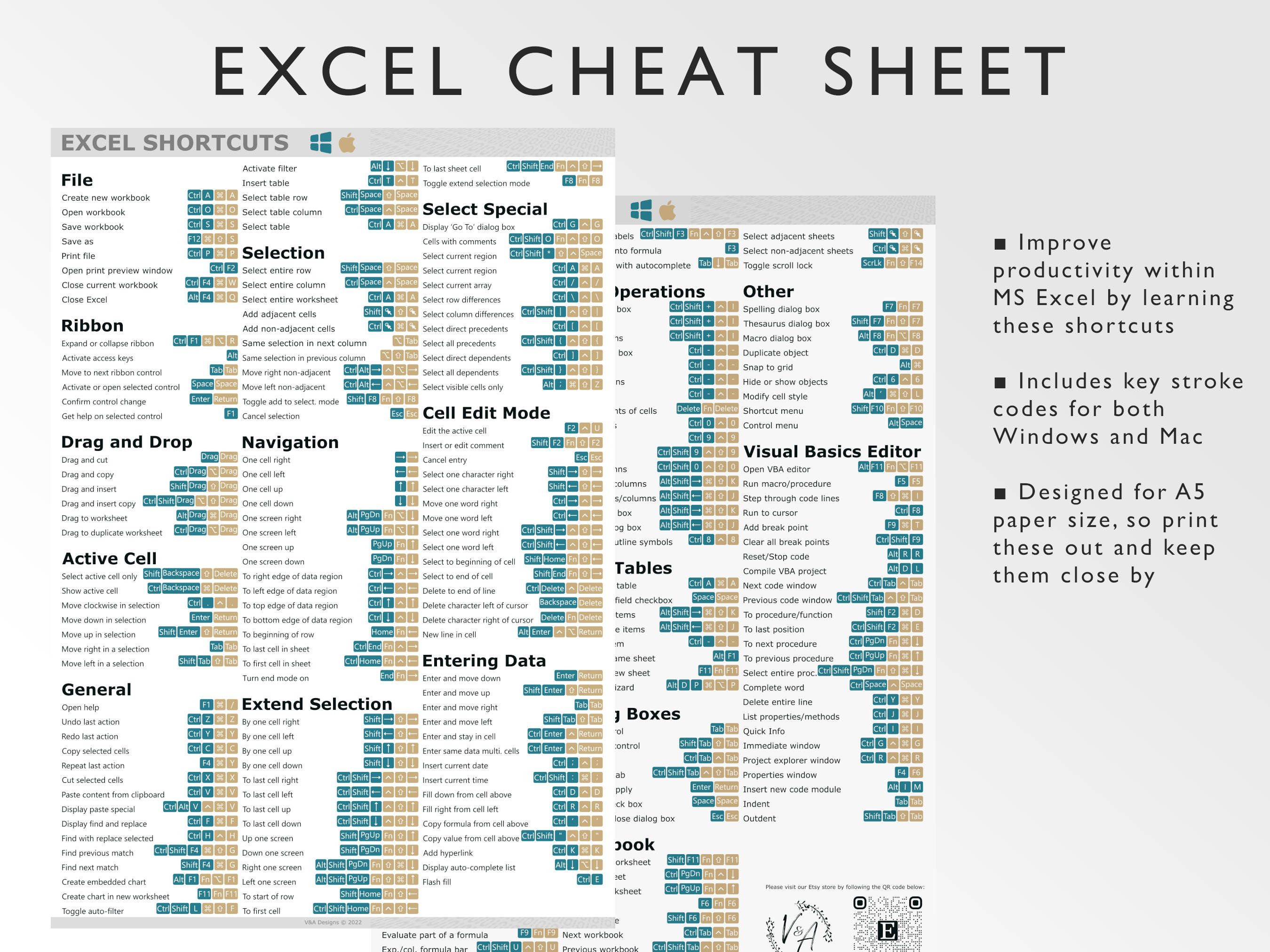 Microsoft Excel Functions Printable Excel Cheat Sheet Workbook