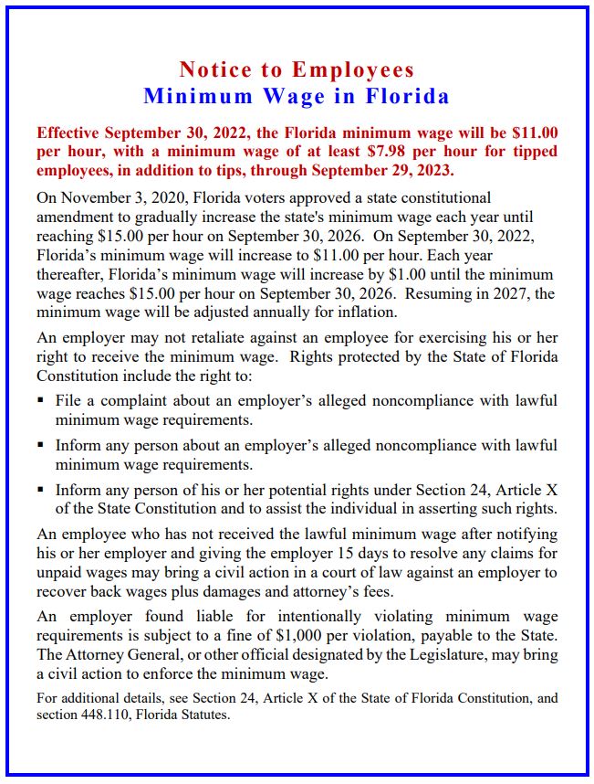 Minimum Wage Florida 2024 Calculator 2024 Kate Tatiania