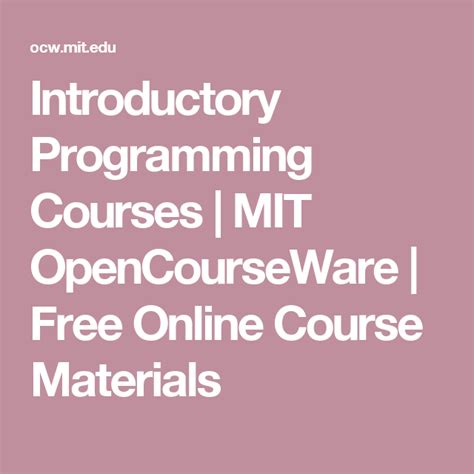 Mit Opencourseware Free Online Course Materials Free Online Courses