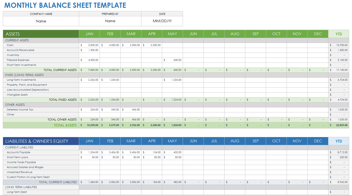 Monthly Balance Sheet Excel Template Prntbl Concejomunicipaldechinu Gov Co