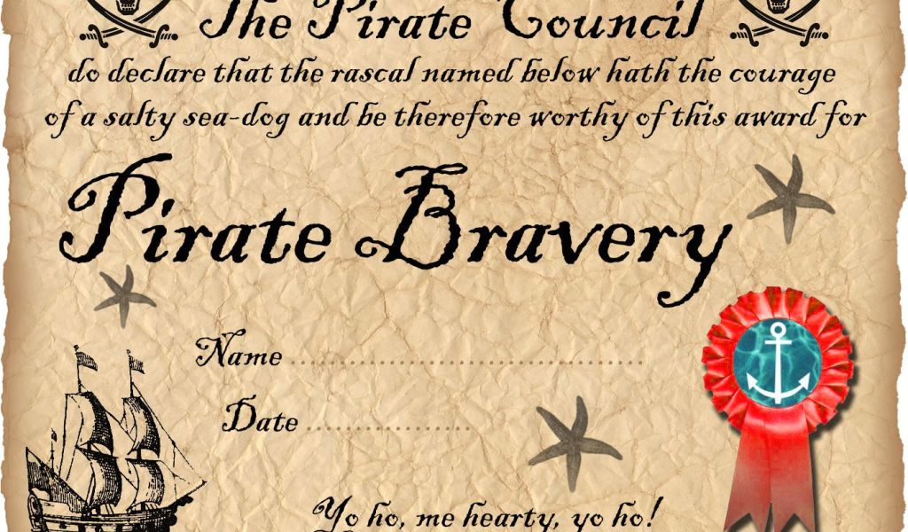 Pirate Certificate Template Pirate Certificate Of Bravery Rooftop Post