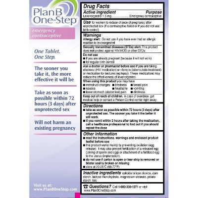 Plan B One Step Emergency Contraceptive 1 Ct Fred Meyer